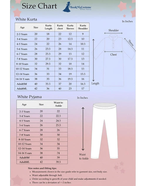 White Kurta Pyjama for Boys Kids & Adult Fancy Dress Costume