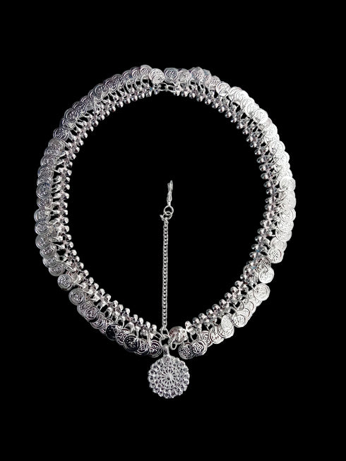 Traditional Indian Silver Coin Matha Patti Tiara Hair Accessory - Traditional Fancy Dress Costume Accessory for Girls