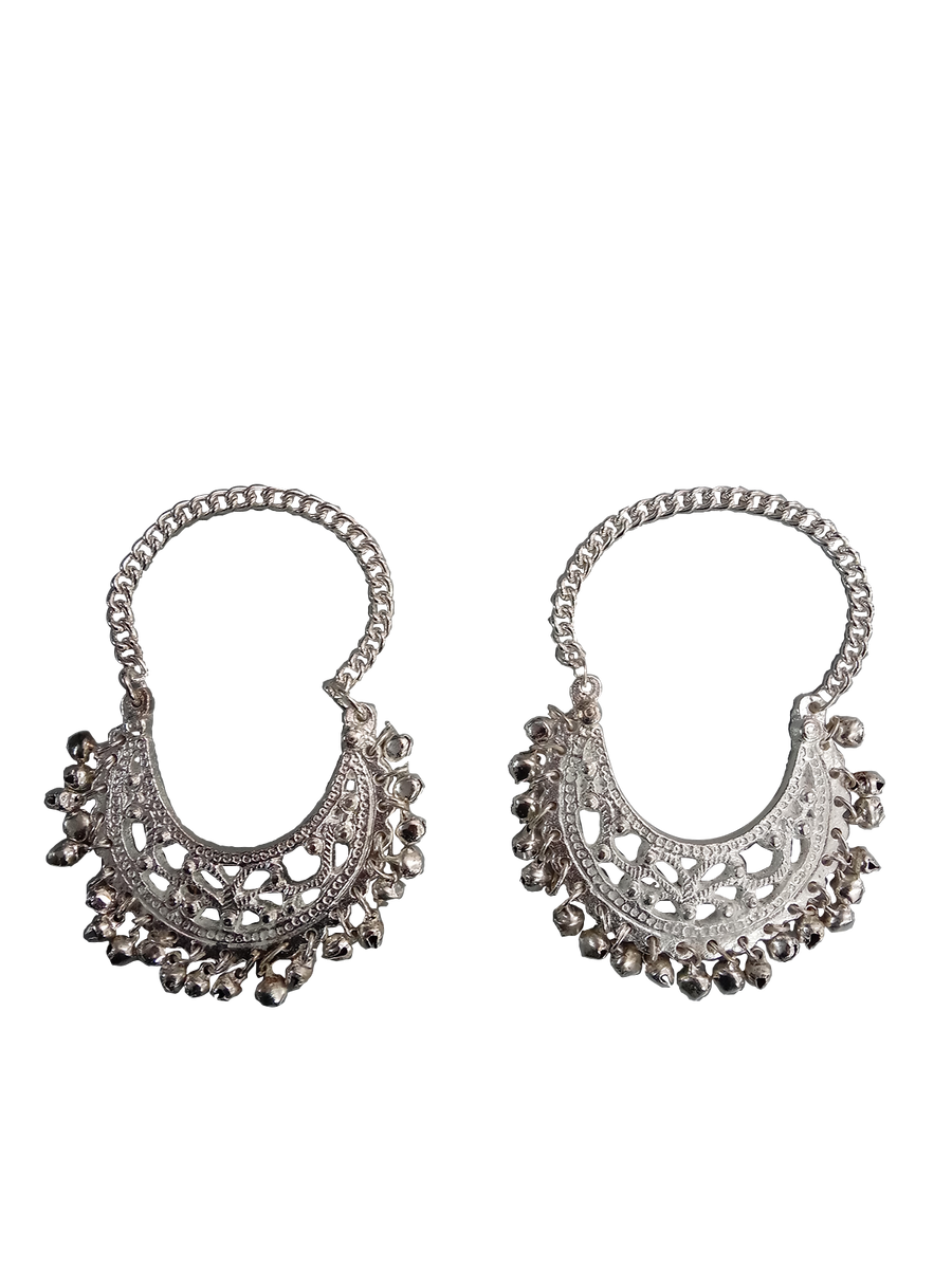 Exquisite Indian Traditional Silver Necklace & Earrings - Fancy Dress Costume Accessory for Girls