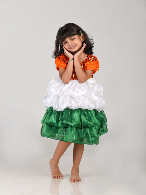BookMyCostume Tri Colored Frock Independence Day for Girl Kids Fancy Dress Costume