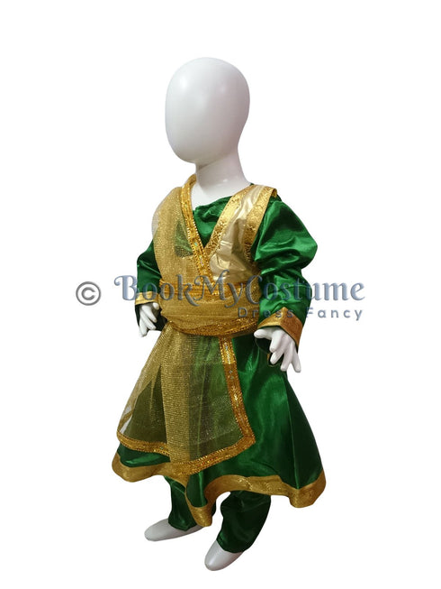 BookMyCostume Kathak Indian Classical Dance Costume for Girl's and Women-Green | Without Jewellery