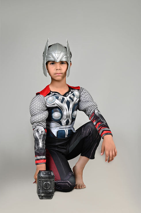 Thunder God Superhero Kids Fancy Dress Costume | Muscle Look | Imported