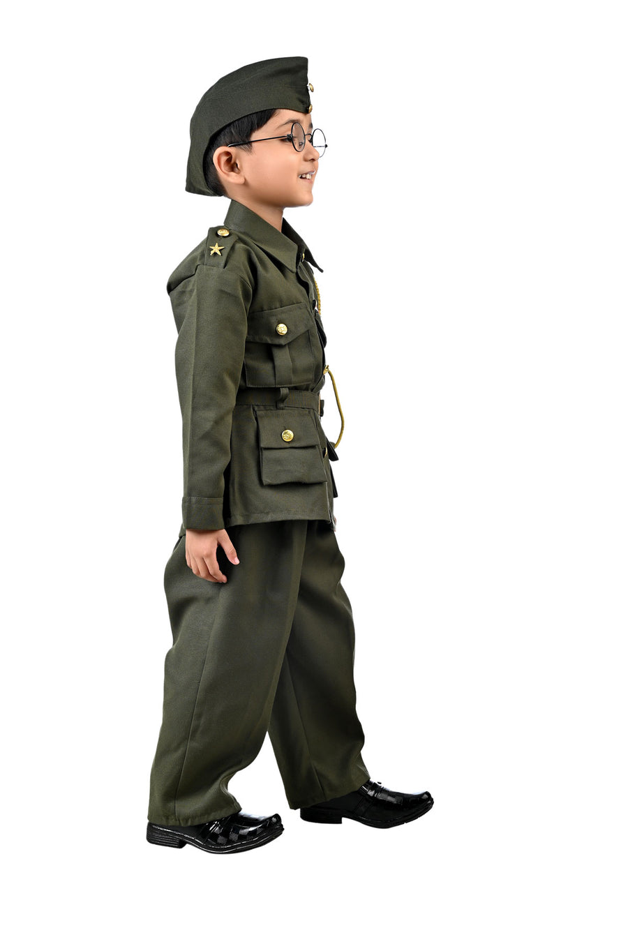 Subhash Chandra Bose Freedom Fighter Kids Fancy Dress Costume - Green