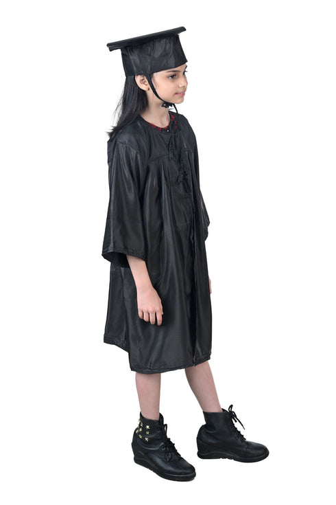 Black Graduate Convocation Degree Graduation Day Gown & Cap Kids & Adults Fancy Dress Costume