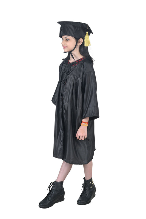 Black Graduate Convocation Degree Graduation Day Gown & Cap Kids & Adults Fancy Dress Costume