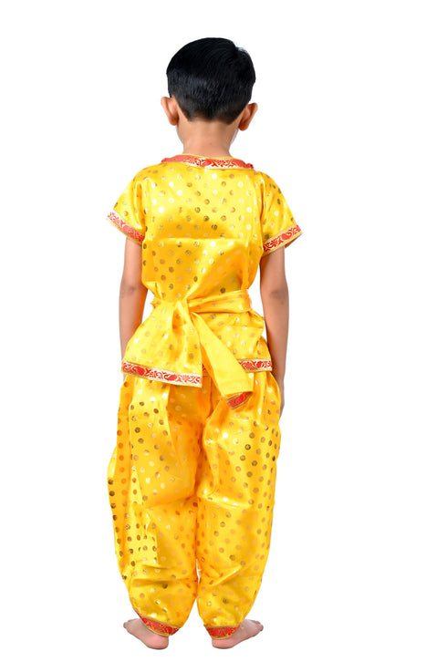 BookMyCostume Baby Krishna Kanha Kanhaiya Dhoti Kurta Polka Dots with Flute for Boys Kids & Adult Fancy Dress Costume