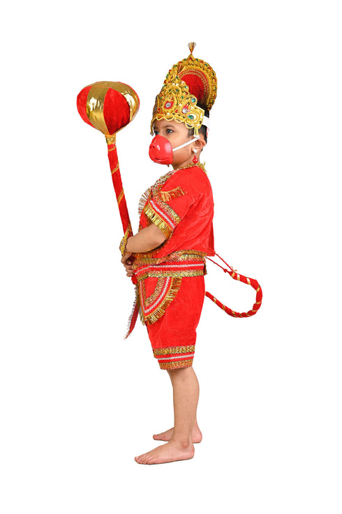 Complete Hanuman Bajrang Bali Hindu God Kids & Adults Fancy Dress Costume | With Gada