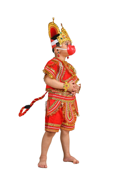 BookMyCostume Lord Hanuman Bajrang Bali Monkey God Hindu Kids & Adults Fancy Dress Costume | Without Gada