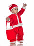 BookMyCostume Santa Boy Costume Set of 4 (Jacket, Bottom, Bag, & Cap) Kids & Adults Christmas Costume
