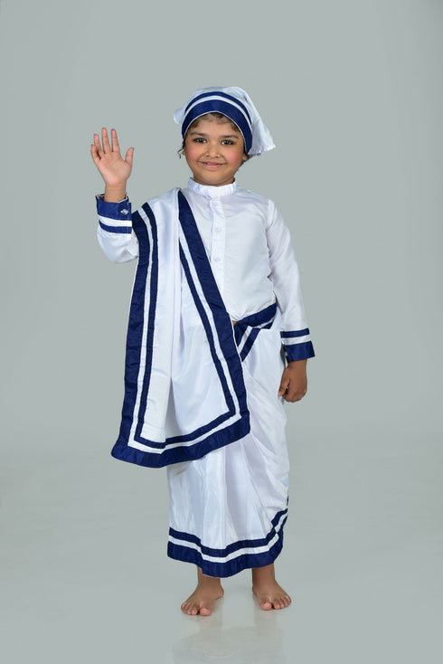 BookMyCostume Mother Teresa Dress with Scarf Kids Fancy Dress Costume