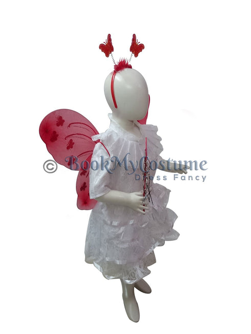 BookMyCostume Fairy Angel with Red Wings Girls Kids Fancy Dress Costume