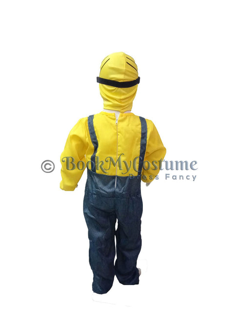 Yellow Childlike Cartoon Character (Despicable Me) With Goggles Kids Fancy Dress Costume | Premium | Imported