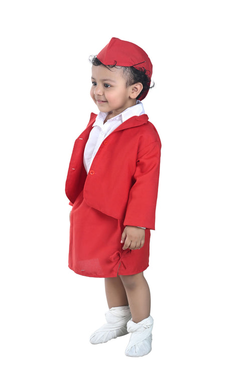 BookMyCostume Airline Air Hostess Kids Fancy Dress Costume for Girls - Red
