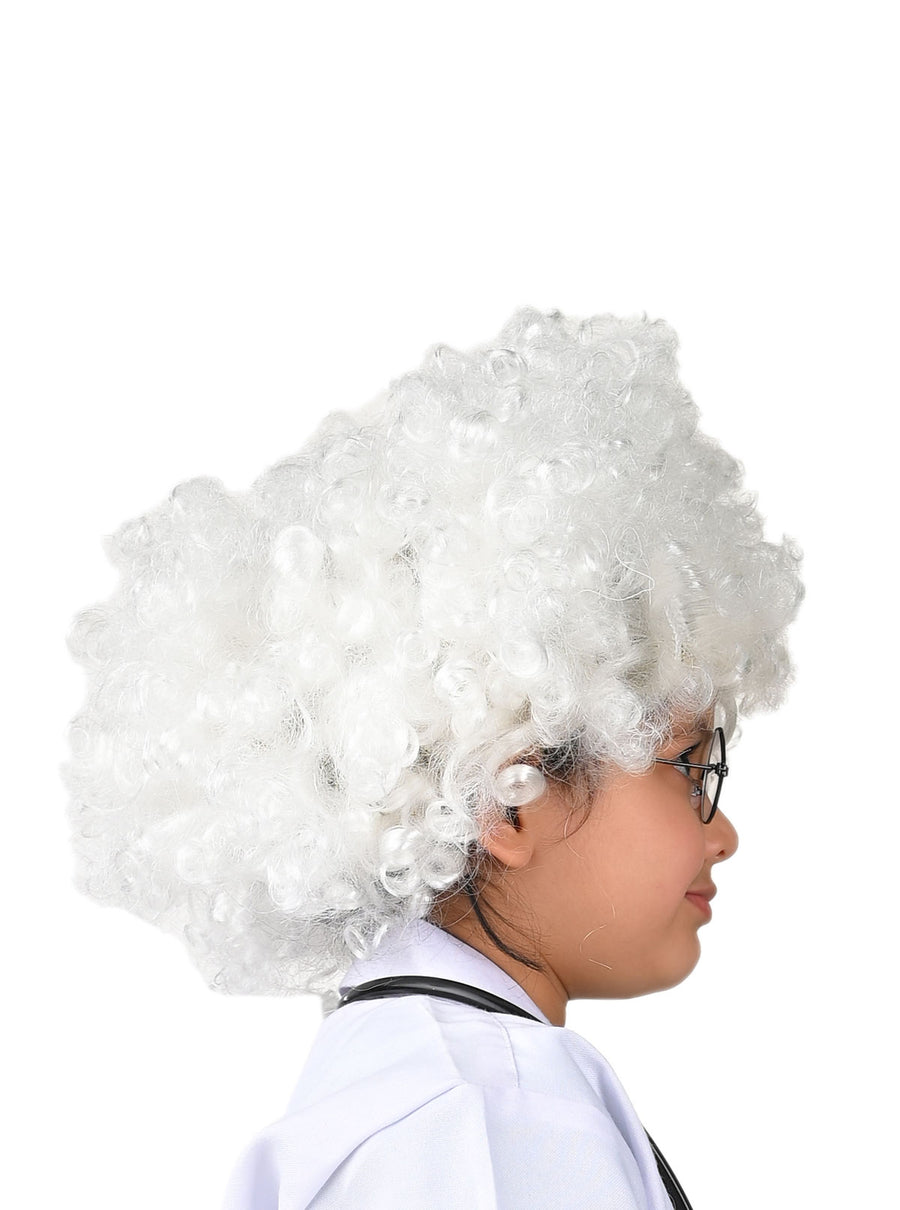 White Old Man Curly Hair Wig Unisex Adult & Kids Fancy Dress Costume Accessory