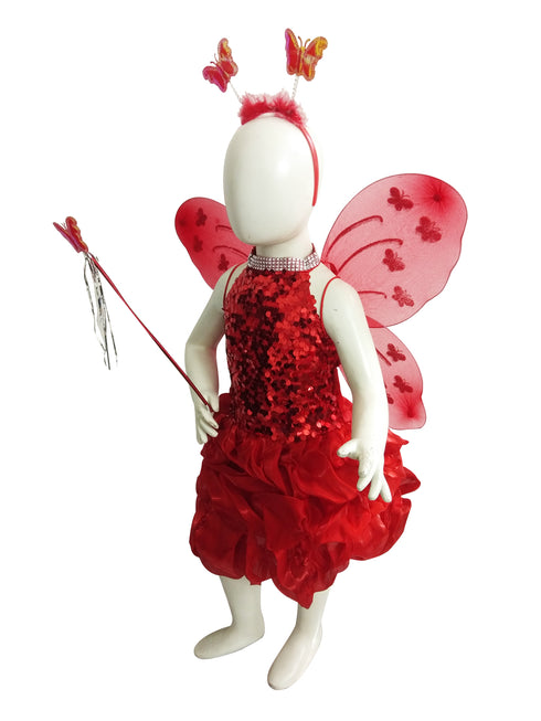BookMyCostume Red Butterfly Insect Kids Fancy Dress Costume for Girls - Imported
