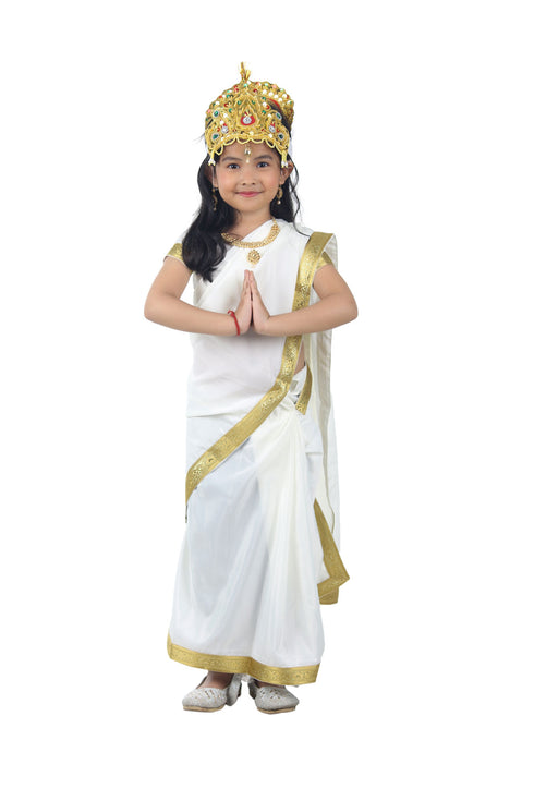 BookMyCostume Mahagauri Parvati Mata Hindu Goddess Saree for  Girls & Adults Fancy Dress Costume