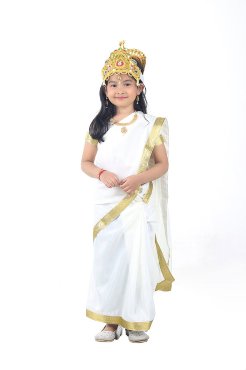 BookMyCostume Mahagauri Parvati Mata Hindu Goddess Saree for  Girls & Adults Fancy Dress Costume