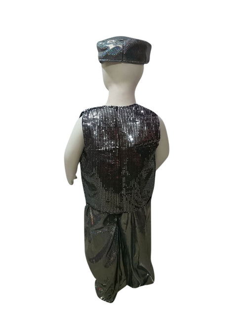 BookMyCostume Arabian Boys Belly Dance Western Costume Shirt Harem Pant Cap Kids & Adult Fancy Dress Costume | Grey