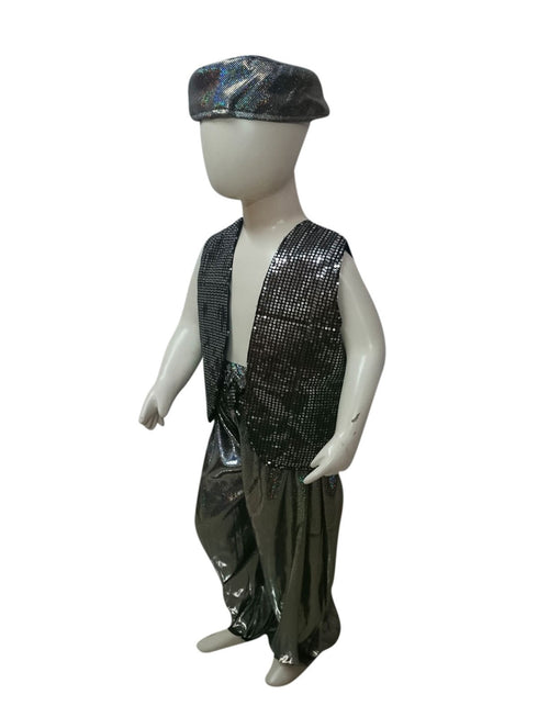 BookMyCostume Arabian Boys Belly Dance Western Costume Shirt Harem Pant Cap Kids & Adult Fancy Dress Costume | Grey
