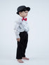 BookMyCostume Ballroom Western Dance White Frill Shirt Black Pant Hat & Bow Set Kids Fancy Dress Costume