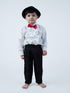 BookMyCostume Ballroom Western Dance White Frill Shirt Black Pant Hat & Bow Set Kids Fancy Dress Costume