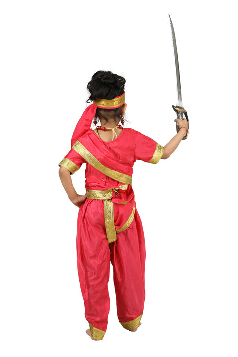 BookMyCostume Rani Laxmi Bai Saree with Jewellery Jhansi Ki Rani Freedom Fighter Manikarnika for Girl Kids and Adult  Fancy Dress Costume