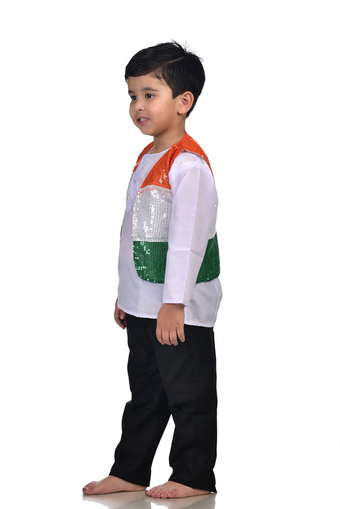 BookMyCostume Patriotic Dance Tricolour Jacket Black Trousers for Boys Kids and Adult Fancy Dress Costume