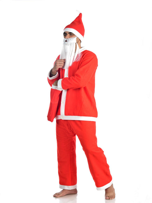 BookMyCostume Santa Claus With Beard Complete Set Christmas Kids & Adults Fancy Dress Costume - Premium