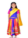 Radha Garba Lehenga Choli Kids Fancy Dress Costume for Girls with Jewellery - Premium - Multicolor