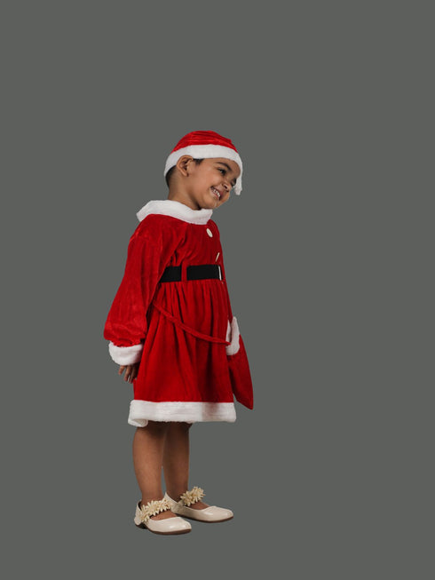 BookMyCostume Christmas Dress for Girls Santa Theme Frock Fancy Dress Costume | Santa Girl Costume - Premium