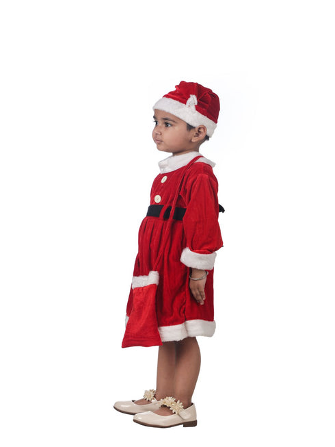 BookMyCostume Christmas Dress for Girls Santa Theme Frock Fancy Dress Costume | Santa Girl Costume - Premium