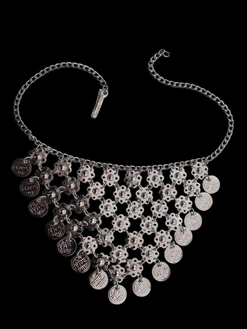 Ethnic Silver Coin Necklace - Assorted - Traditional Fancy Dress Costume Accessory for Girls