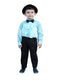 BookMycostume Ballroom Western Dance Blue Frill Shirt Black Pant Hat & Bow Set Kids Fancy Dress Costume