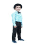 BookMycostume Ballroom Western Dance Blue Frill Shirt Black Pant Hat & Bow Set Kids Fancy Dress Costume