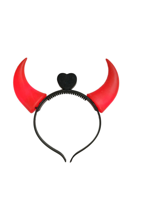BookMyCostume Dracula Vampire Devil LED Horns Headband for Kids – Light-Up Halloween Accessory with On/Off Button (Black/Red)