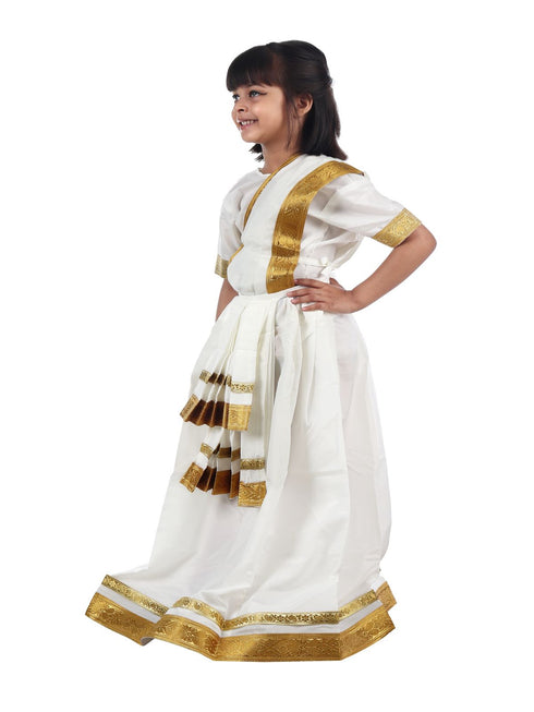 BookMyCostume Mohiniyattam Saree Indian Classical Dance Costume for Girls and Women Without Jewelry