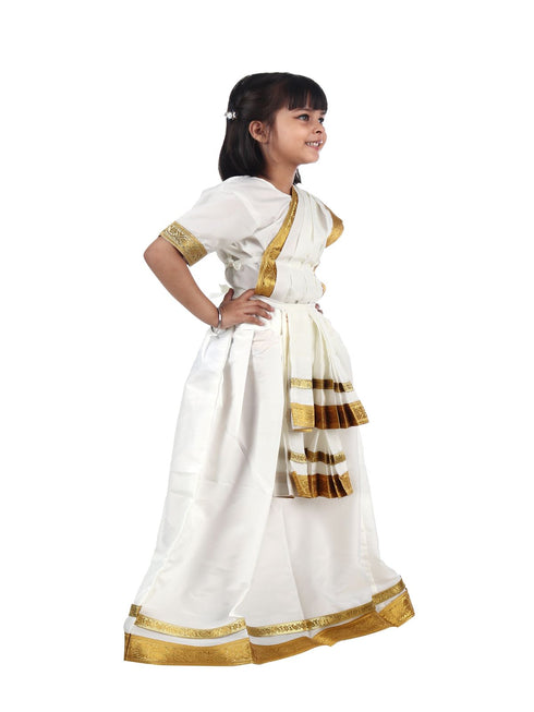 BookMyCostume Mohiniyattam Saree Indian Classical Dance Costume for Girls and Women Without Jewelry