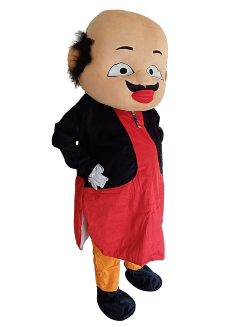 BookMyCostume Fat & Samosa-Loving Indian Cartoon Character Mascot Costume For Theme Birthday Party & Events|Adults|Full Size Adults | Red & Yellow