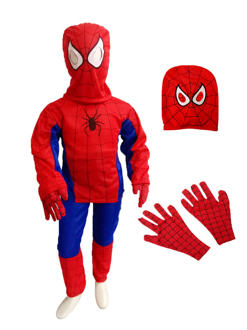 The Red Blue Superhero with Gloves Superhero Kids Fancy Dress Costume | Standard