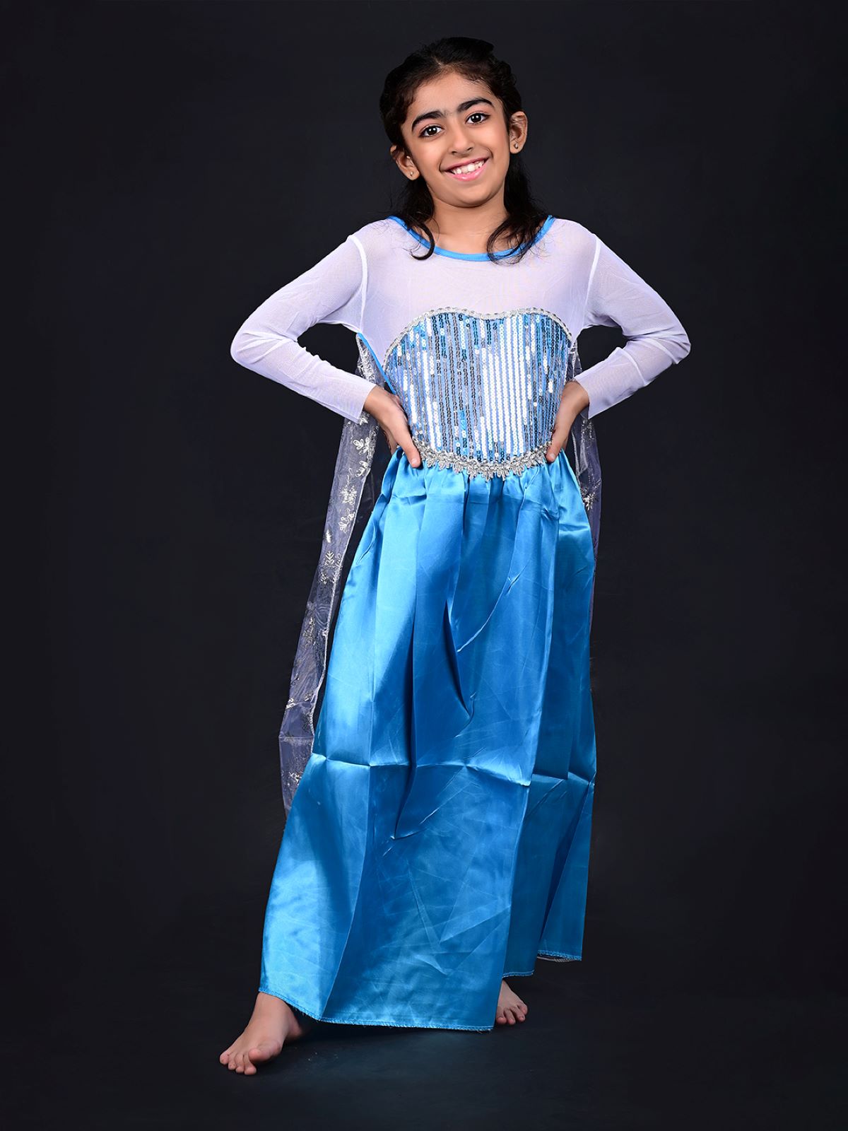 Princess Elsa Dress Up Costume Girls Ice Queen Costume Fancy Dress Sequin  With Snow Cloak Cosplay Birthday Party Outfit | Fruugo NO