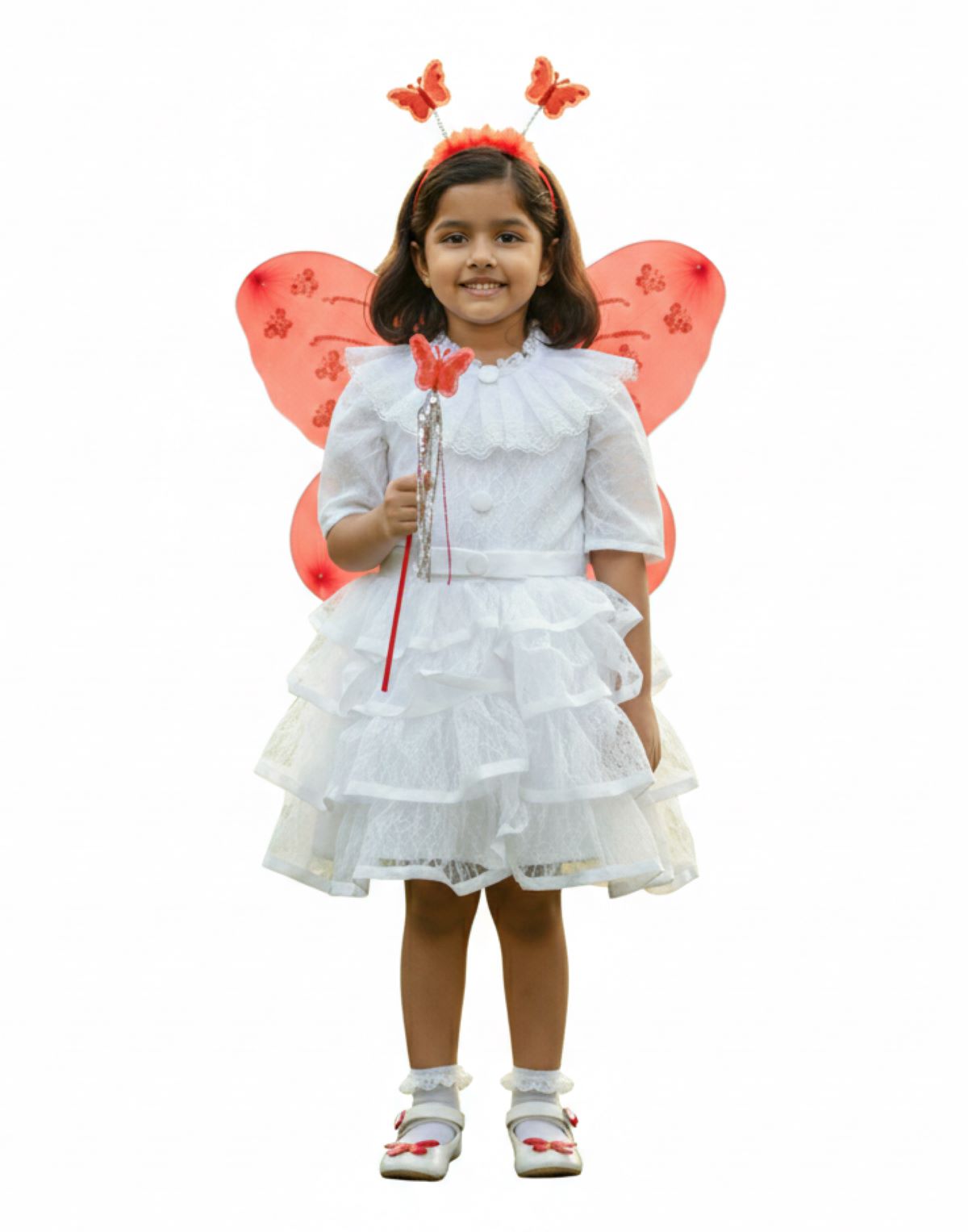 Buy Fairy Angel with Red Wings Fancy Dress Costume for girls Online –  BookMyCostume