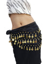 Black Belly Dance Gold Coins Belt For Adults and Kids Fancy Dress Costume Accessory