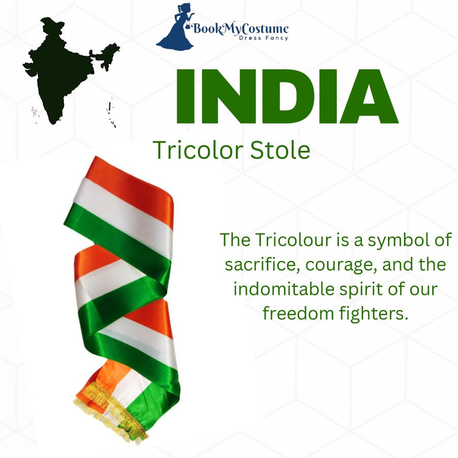 Set of 5 Tricolor Stole Tiranga Independence Day Kids & Adults Costume Accessory