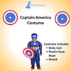Captain America Avengers Superhero Kids Fancy Dress Costume with shield - Muscle Look - Imported