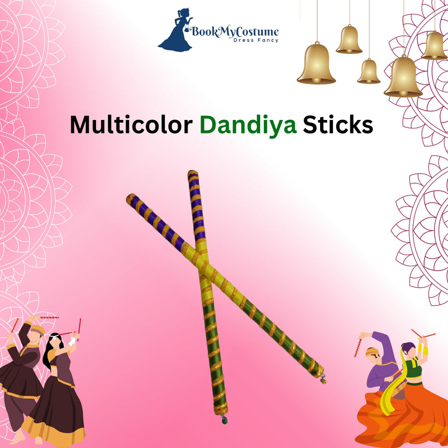 Designer Multicolor Dandiya Sticks for Navratri Garba  Premium Accessory for Kids & Adults