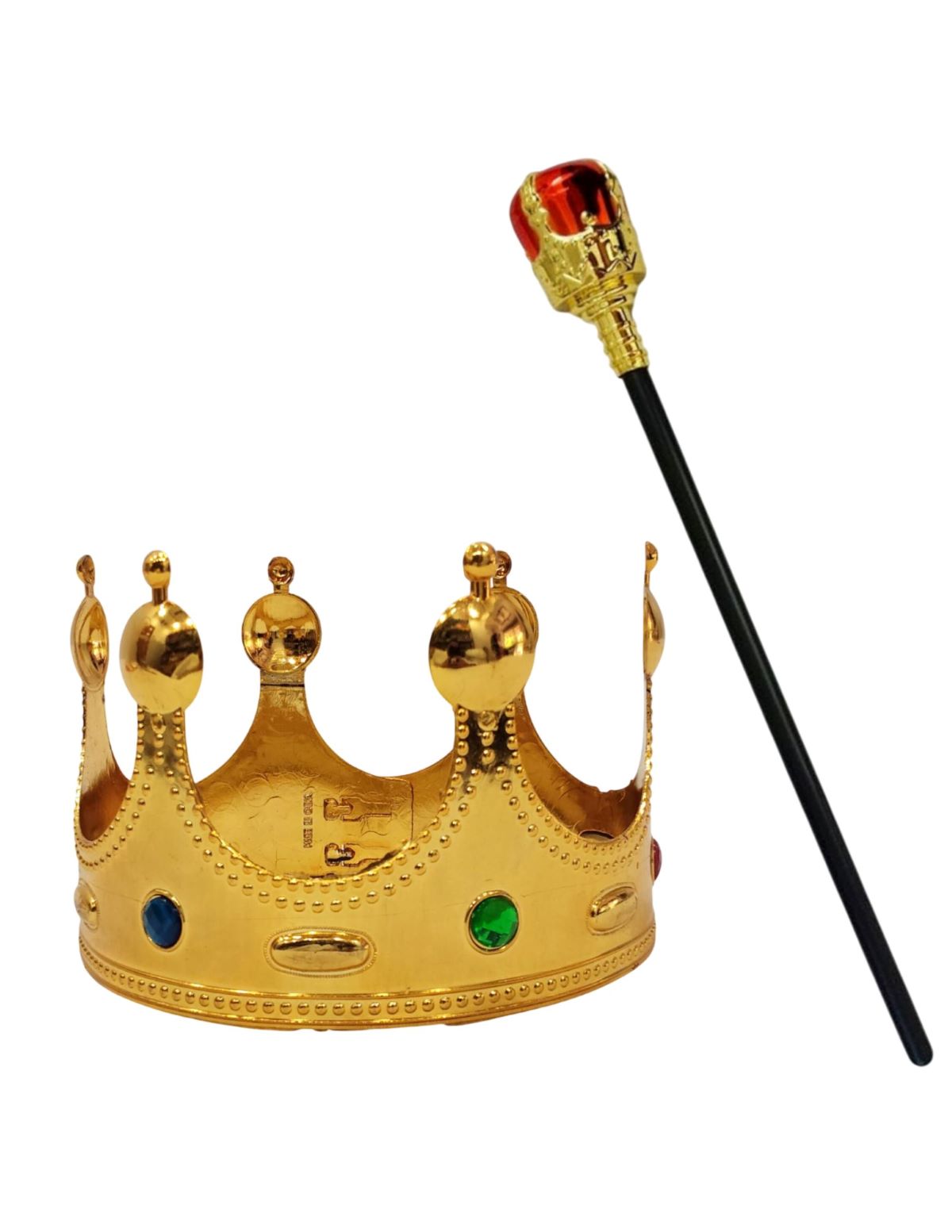Royal King Crown/Taj & Scepter Set for Kids Fancy Dress Accessories with Metallic Finish for Halloween, Cosplay & Themed Events | Free Size
