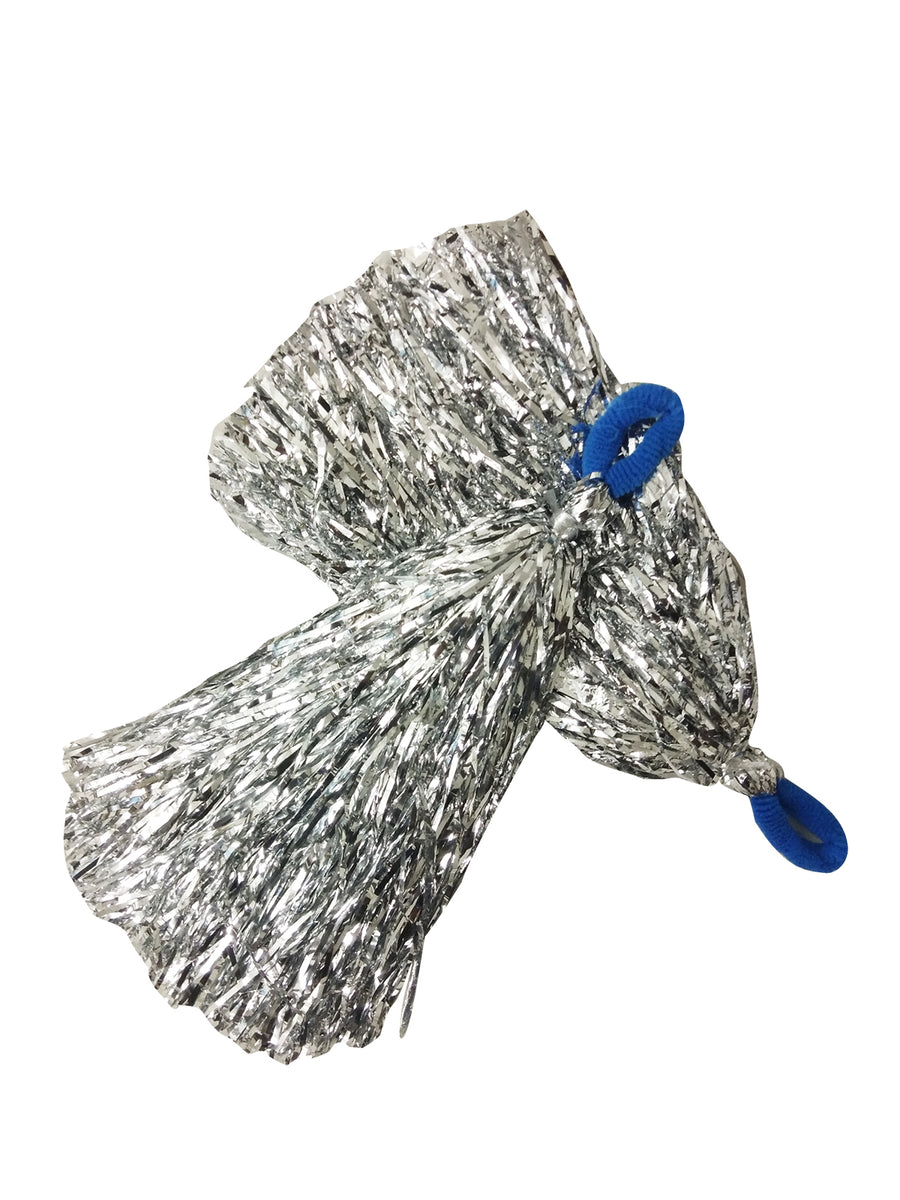 Silver Pom Poms Cheerleader Dance Kids & Adults Costume Accessory
