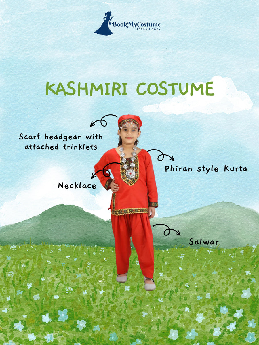 Kashmiri Indian State Fancy Dress Costume for Girls and Females