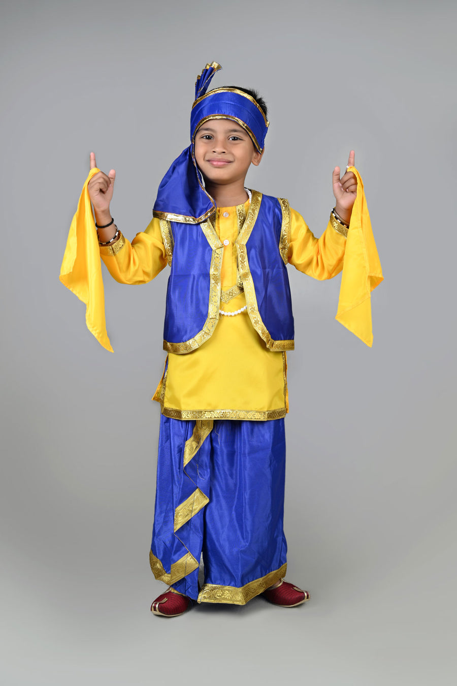 KAKU FANCY DRESSES Indian State Punjabi Folk Dance Costume for Kids/  Bhangda Gidda Dance Costume For Boys - Firozi & Magenta, 5-6 Years Kids  Costume Wear Price in India - Buy KAKU