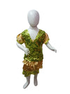 Rent Buy Western Dance Costume Top & Frock for Girls Online in India - Green & Golden color combination